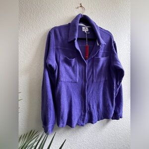NWT - Sundry Purple Fleece Button-Up Shacket Made in USA